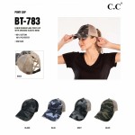 CC Camo Distressed Criss Cross Pony Cap Grey
