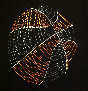 Rhinestone Blue and Orange Basketball Shirt