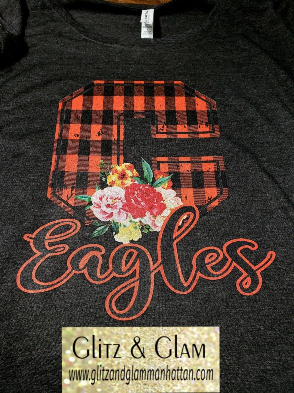 Buffalo Plaid C with Eagles Printed T-Shirt