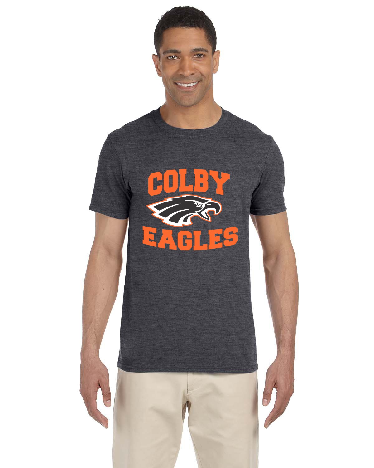 Colby Mens Gildan Vinyl Heather T-Shirt With Eagle