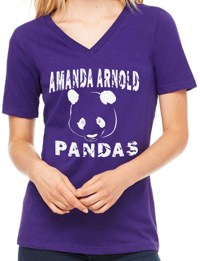 Distressed Panda Print on Bella Ladies V-Neck