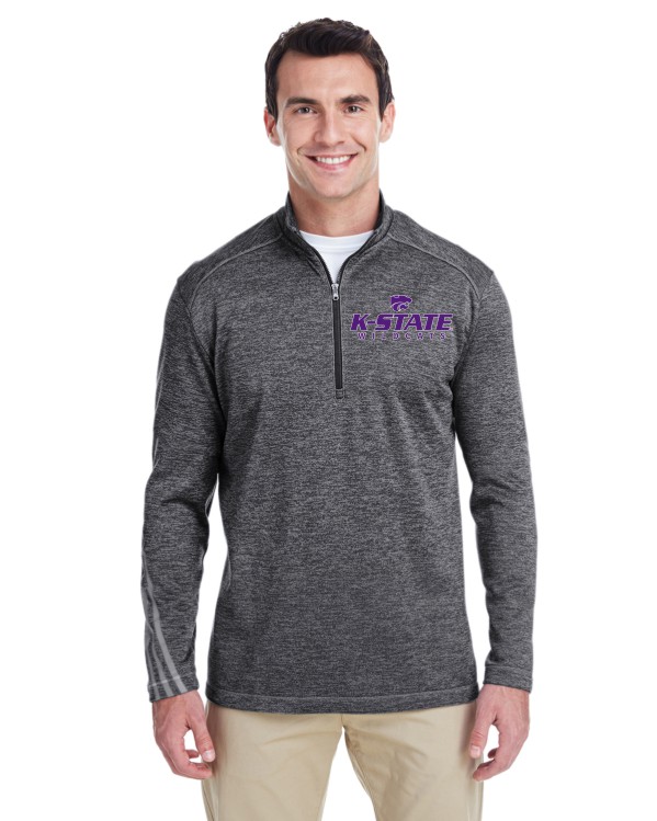 K-State Men's Adidas Performance Quarter Zip Black Heather