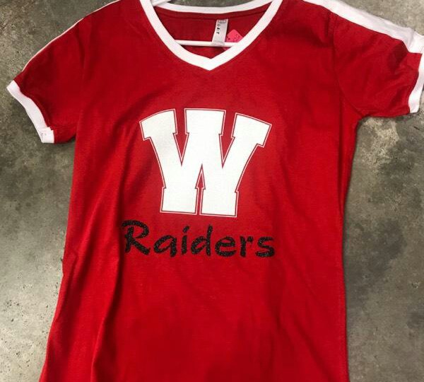 WHS Glitter Ladies Red V-Neck