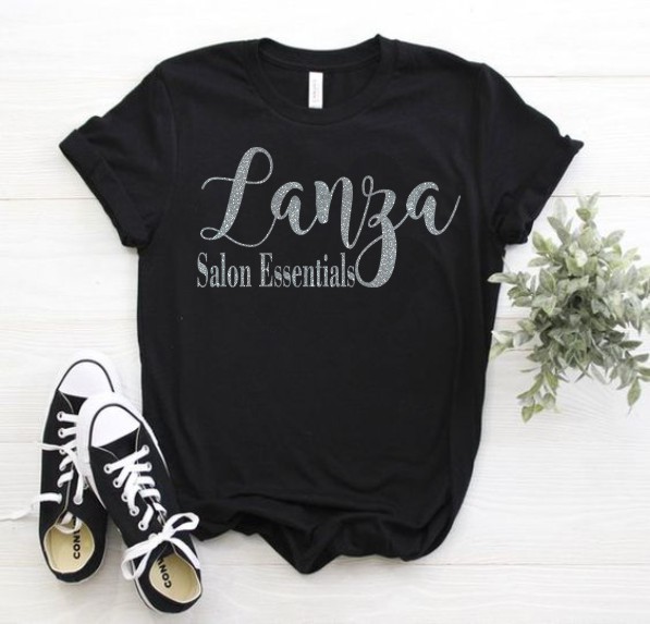 Salon Essentials Lanza Black Glitter T-Shirt