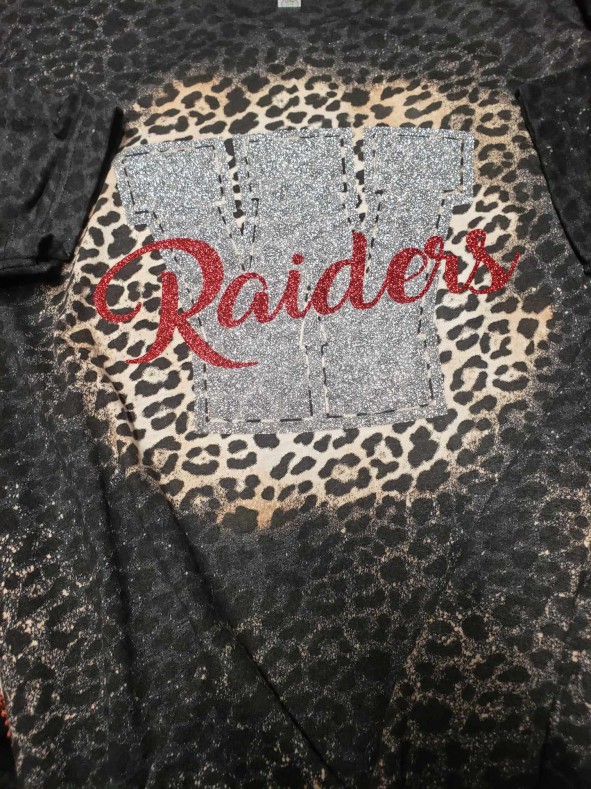 Leopard Raiders Silver W Bleach Glitter T-Shirt