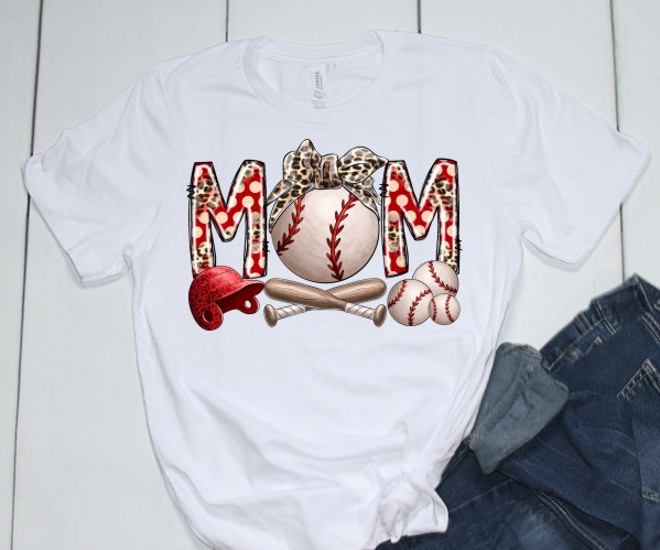 Baseball Mom with Polka Dot and Leopard Tee