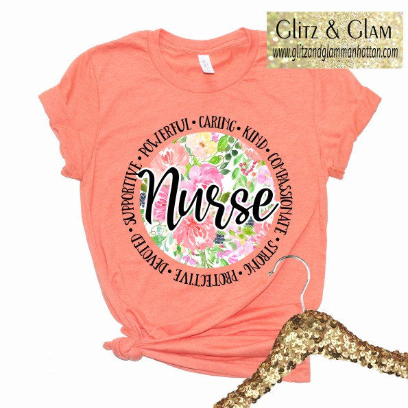 Nurse Floral Design T-Shirt