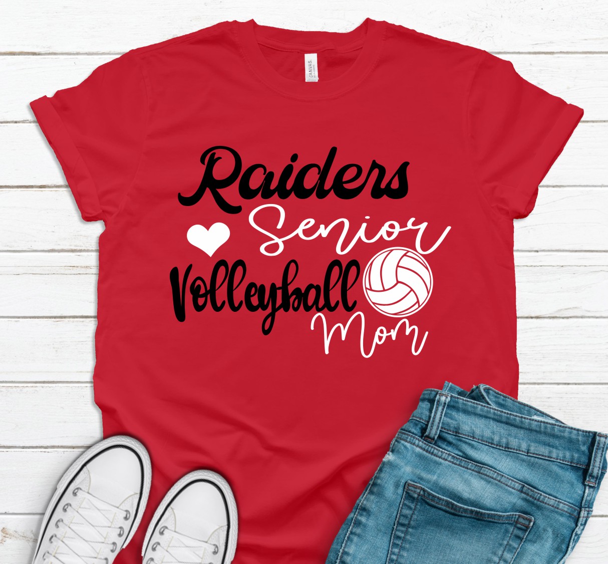 Raiders Volleyball Senior Mom T-Shirt 4