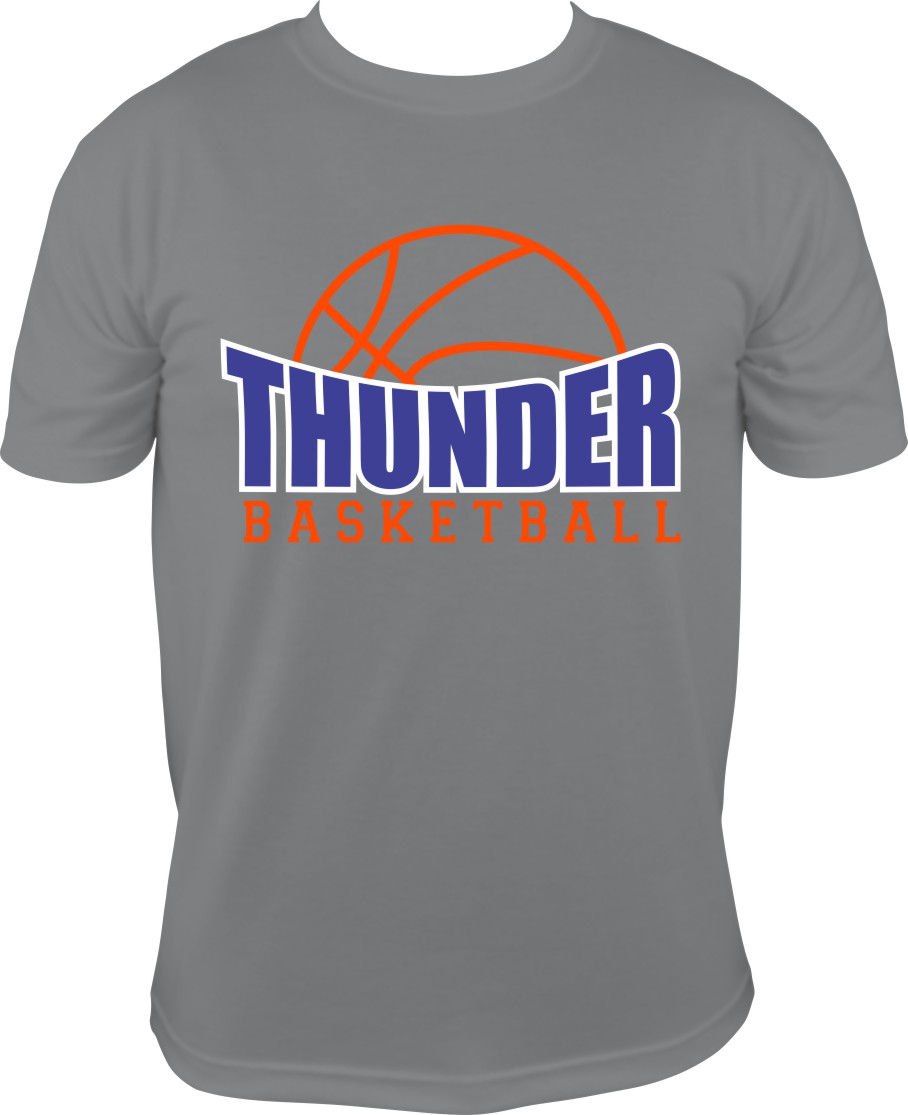 Thunder Half Basketball in Vinyl with Blue Outline