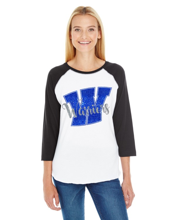 Warrior Blue Glitter Baseball Tee