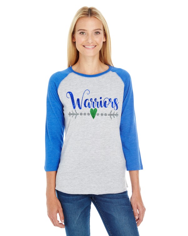 Warrior Heart and Arrow Glitter Baseball Tee